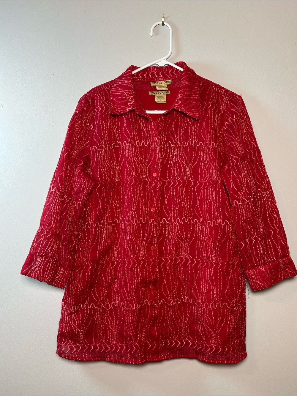 Notations 2 Piece Button Down Blouse Vintage Golden Girls Mother of the Bride Lg